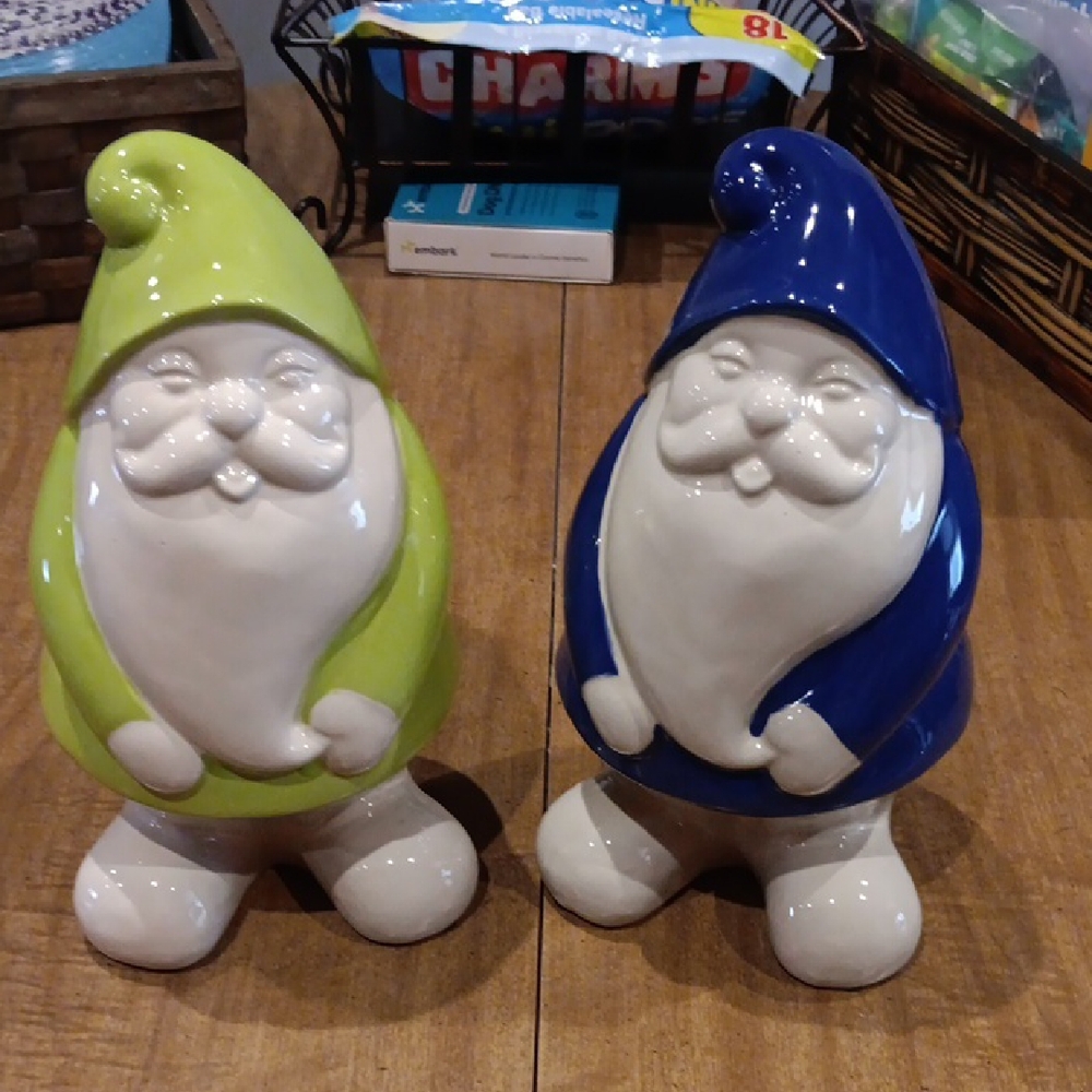 Green and Blue Garden Gnome Decor Set
